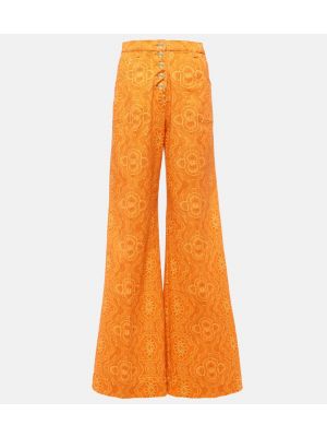 Jeans bootcut taille haute à imprimé Etro orange