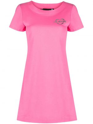 Mini šaty s potiskem Love Moschino růžové