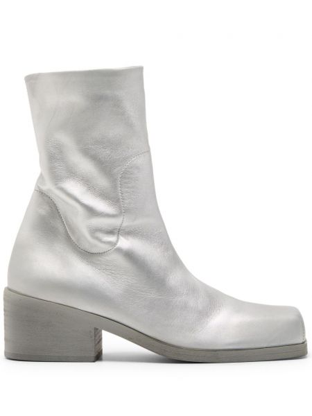 Ankle boots skórzane Marsell srebrne