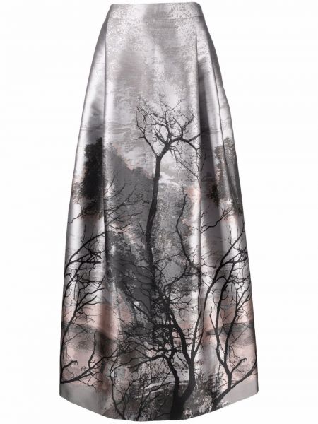 Falda larga de cintura alta de tejido jacquard Alberta Ferretti gris
