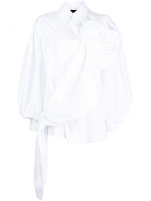 Pamučna košulja s cvjetnim printom s draperijom Simone Rocha bijela