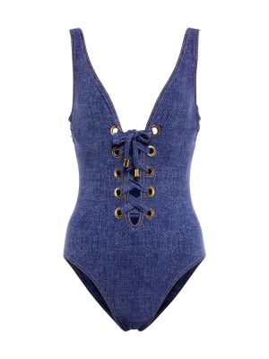 Nėriniuotas maudymosi kostiumėlis su raišteliais Karla Colletto mėlyna