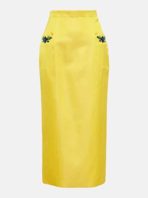 Aksamitna spódnica midi Miss Sohee żółta
