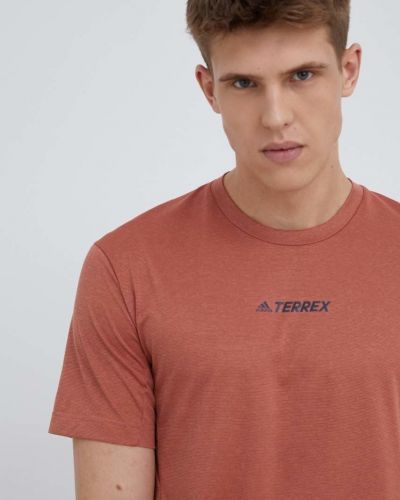 Тениска с дълъг ръкав с принт Adidas Terrex оранжево
