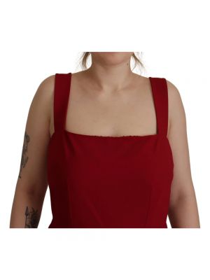 Vestido midi sin mangas de viscosa Dolce & Gabbana rojo