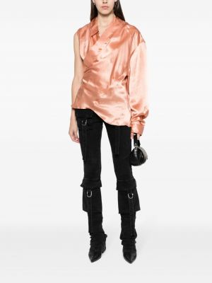 Satynowa koszula asymetryczna Martine Rose różowa