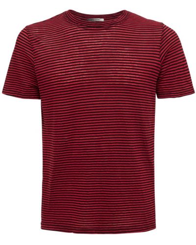 Pruhované bavlnené ľanové tričko Isabel Marant červená