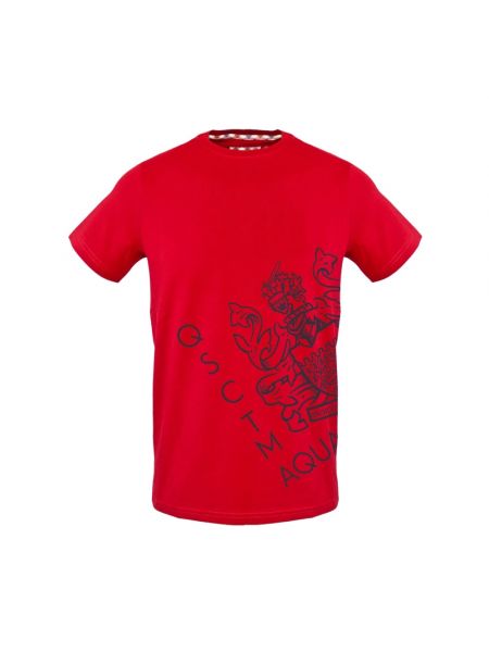 Koszulka bawełniana z okrągłym dekoltem Aquascutum czerwona