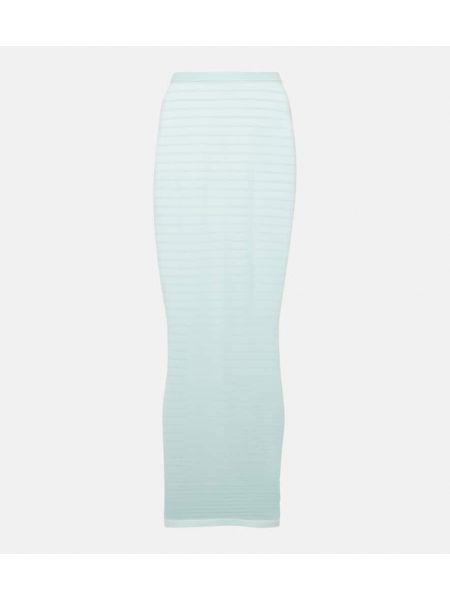 Pruhovaná dlhá sukňa Alaïa biela