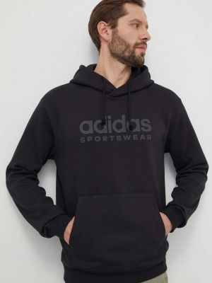 Чорний светр з капюшоном з аплікацією Adidas
