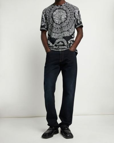 Džerzej bavlnené tričko s potlačou Versace čierna