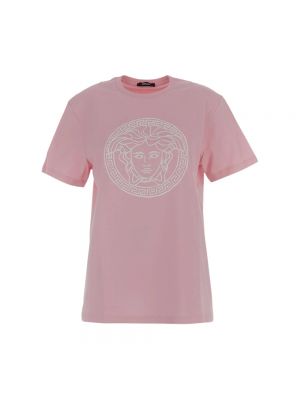 Koszulka bawełniana z krótkim rękawem Versace różowa