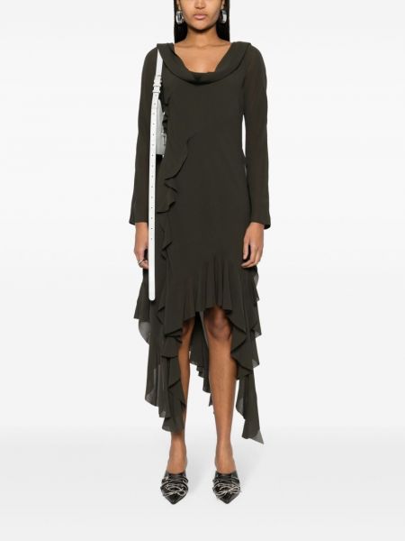 Krepové asymetrické šaty s volány Acne Studios šedé