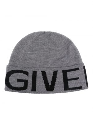 Jacquard woll mütze Givenchy grau