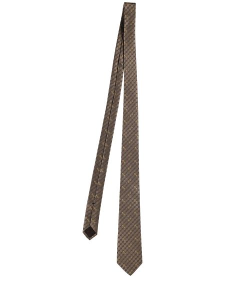 Jedwabny krawat Gucci brązowy