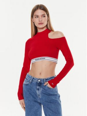 Bluză slim fit Tommy Jeans roșu