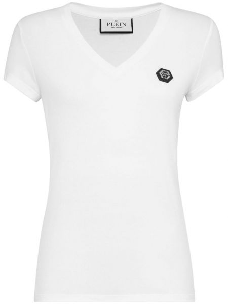 T-shirt en coton avec applique Philipp Plein blanc