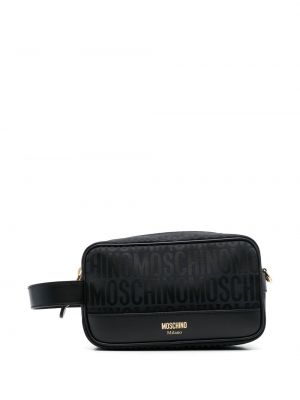 Kožená taška s potlačou Moschino čierna