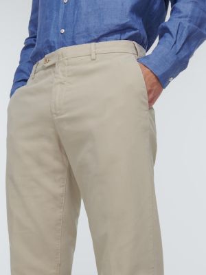 Bavlněné slim fit kalhoty Loro Piana béžové