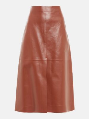 Kožená sukňa Chloã© hnedá