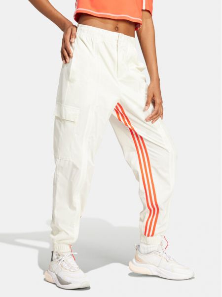 Voľné priliehavé teplákové nohavice Adidas biela