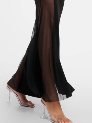Μάξι φόρεμα από ζέρσεϋ από διχτυωτό Norma Kamali μαύρο