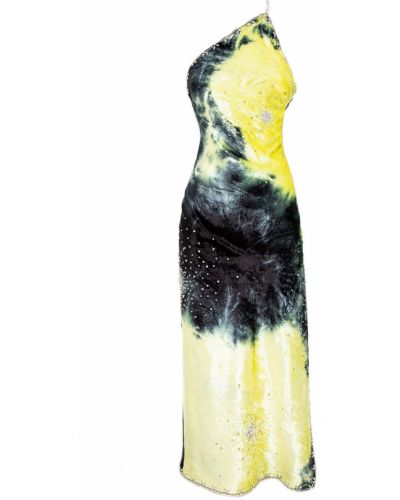Кадифена миди рокля с tie-dye ефект Des Phemmes черно