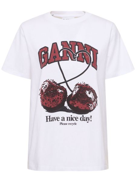 T-shirt in jersey baggy Ganni bianco
