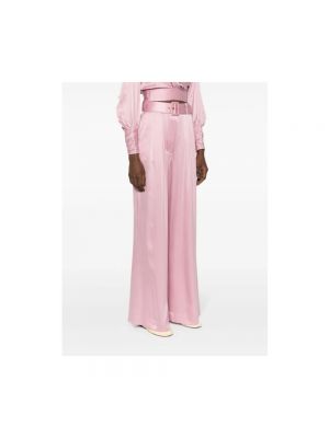 Jedwabne spodnie Zimmermann różowe