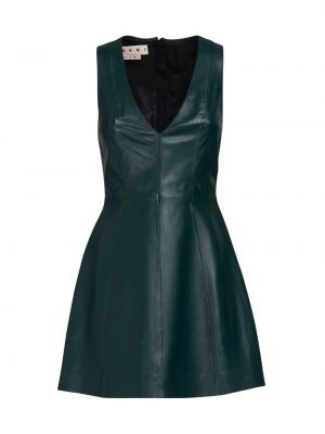 Зеленое кожаное платье мини без рукавов Marni