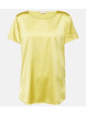 T-shirt di raso di seta Max Mara giallo