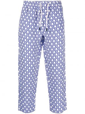 Pantalon en lin à imprimé Peninsula Swimwear bleu