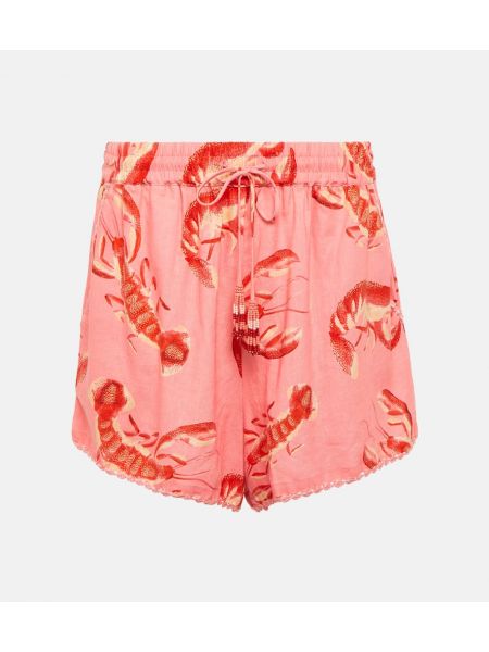 Trykt linned shorts Farm Rio pink