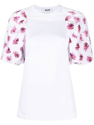 Trykt floral t-skjorte Msgm hvit