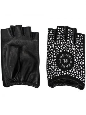 Rokavice s kristali Karl Lagerfeld črna