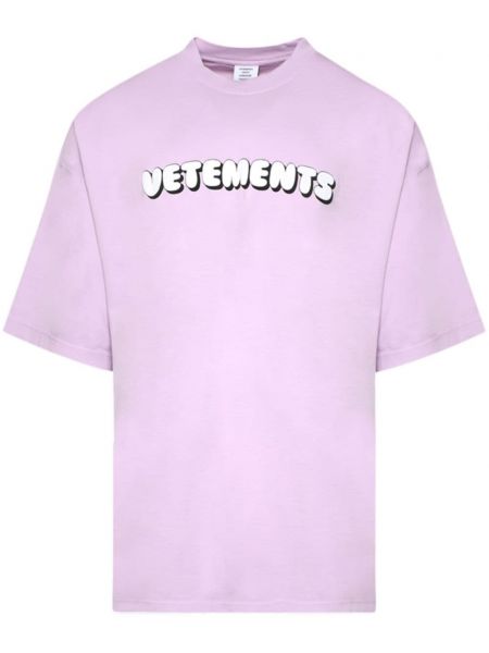 Βαμβακερή μπλούζα με σχέδιο Vetements ροζ