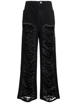Bavlněné džíny s oděrkami relaxed fit Dion Lee černé