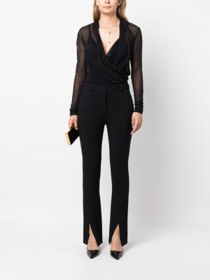 Bluse mit v-ausschnitt mit drapierungen Saint Laurent schwarz