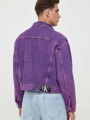Džínová bunda Calvin Klein Jeans fialová