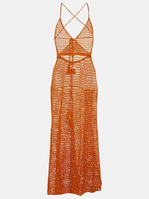 Bavlněné dlouhé šaty Anna Kosturova oranžové