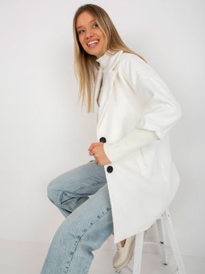 Палто с джобове Fashionhunters бяло