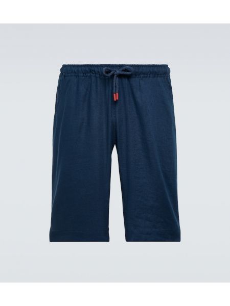 Pantalones cortos de lino Kiton azul