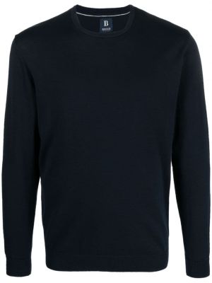 Βαμβακερός μακρύ πουλόβερ με στρογγυλή λαιμόκοψη Boggi Milano μπλε