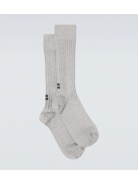 Vlněné ponožky Miu Miu šedé