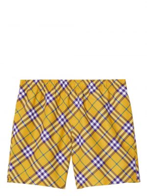 Kockované šortky s potlačou Burberry žltá