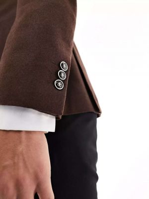 Льняной приталенный пиджак Harry Brown коричневый