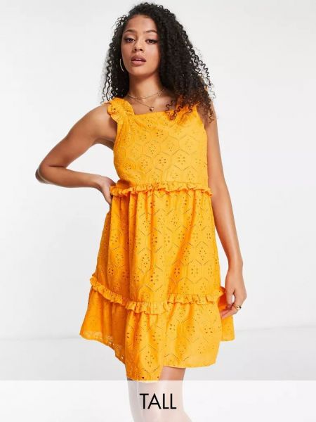 Платье мини с вышивкой Influence Tall оранжевое
