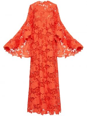 Μάξι φόρεμα με δαντέλα Oscar De La Renta πορτοκαλί