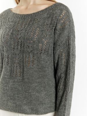 Меланжов пуловер Dreimaster Klassik сиво