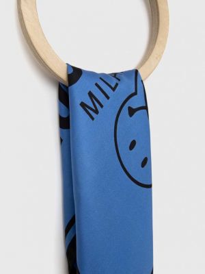 Jedwabny krawat Moschino niebieski